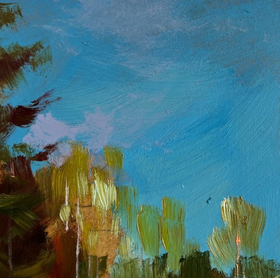 Image 1 of Original Oil Painting Frosty Houses Landscape Winter calm in the village