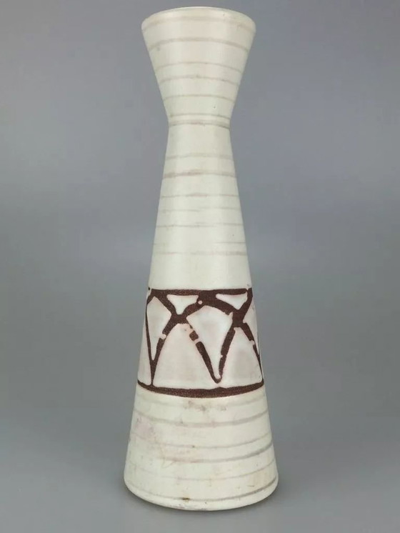 Image 1 of 70s vaas bloemenvaas keramiek vaas tafelvaas keramiek wit bruin space age