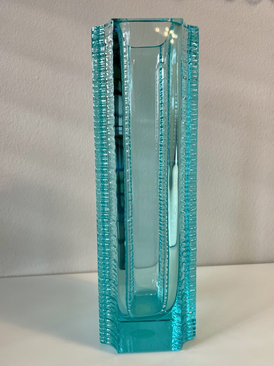 Image 1 of Seltene Beryl Kunstglas Vase von Milos Philip für Skrdlovice