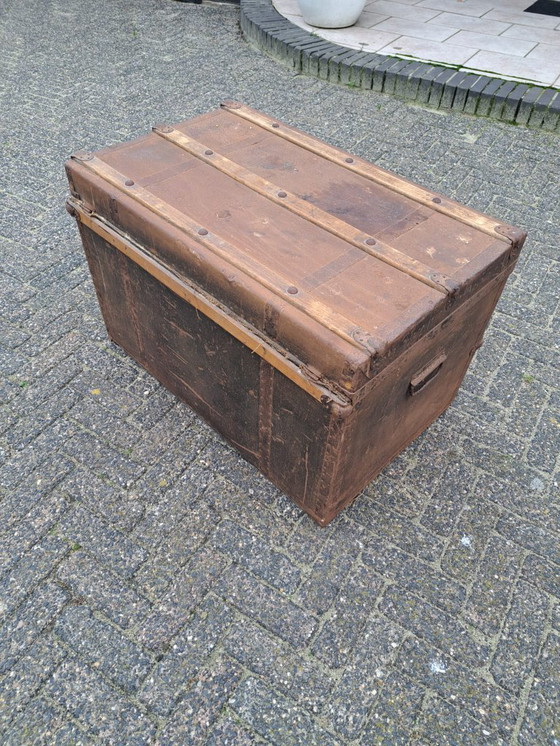 Image 1 of Vintage cabin trunk antique wooden chest