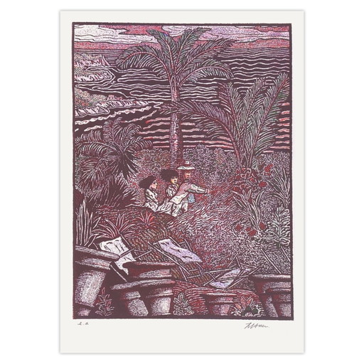 Jean-Marc Lange gesigneerde zeefdruk Le Palmier 1978 – lithos zeefdrukken, Paper (photo 2 of 5)