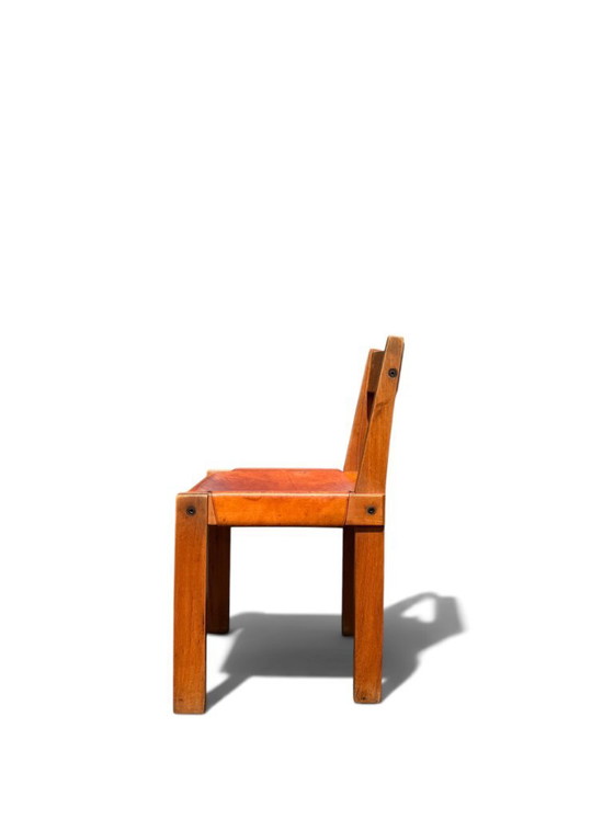 Authentic Pierre Chapo S24 Brutalist Chair - Solid Elm & Leather – Dining chairs (photo 3 of 16)