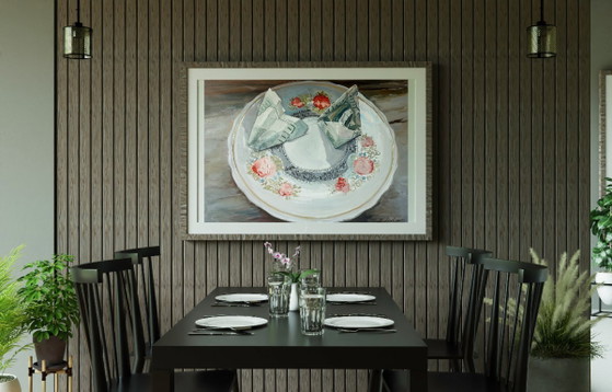 Original Oil Painting Contemporary Art Still Life Saucer – Paintings & Drawings, Canvas (photo 2 of 7)