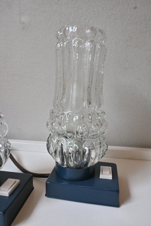 Set of vintage night lights with blue base