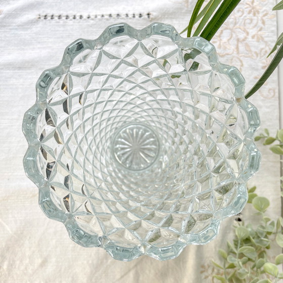 Image 1 of Vintage Glass Vase Geometric Pattern by Glasswork, Novy Bor, 1960s