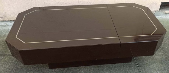 Image 1 of Bartafel uit de jaren 70 met geïntegreerd mechanisme, 125,5 cm lang.