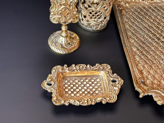 Image 1 of Komplettes Raucherset aus vergoldetem Messing – Rokoko-/Napoleon-III.-Stil