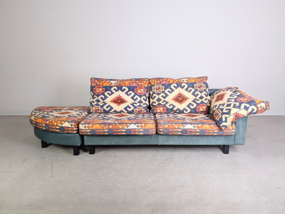 Image 1 of Sofá original de Giorgio Soressi, diseño de 1990, otomana de cuero