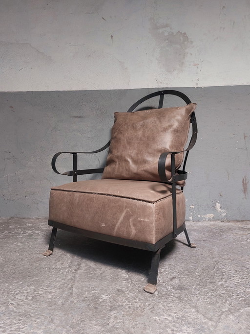 Leather Armchair With Metal