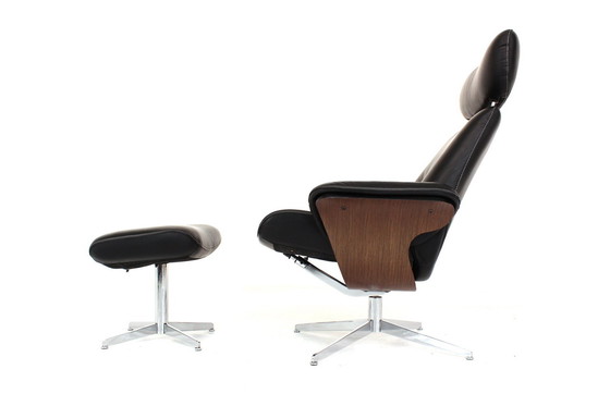 Image 1 of Casi como nuevo! Hjellegjerde / Fjörds Sillón Escandinavo Funcional / Sillón Relax con Cuero, Cromo y Roble