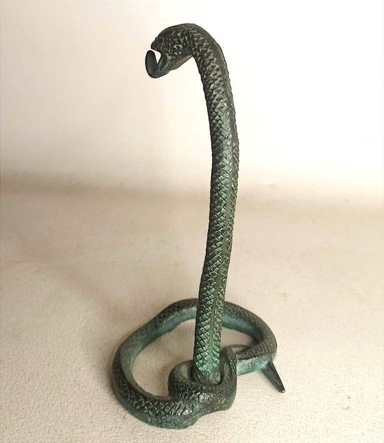 Image 1 of Cobra Bronze Pocket Watch Holder by Edgar Brandt, Art Deco Style
