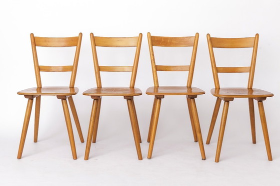 Image 1 of Set van 8 vintage Tübingen eetkamerstoelen van Schäfer, Duitsland, jaren 60, mid-century stijl.