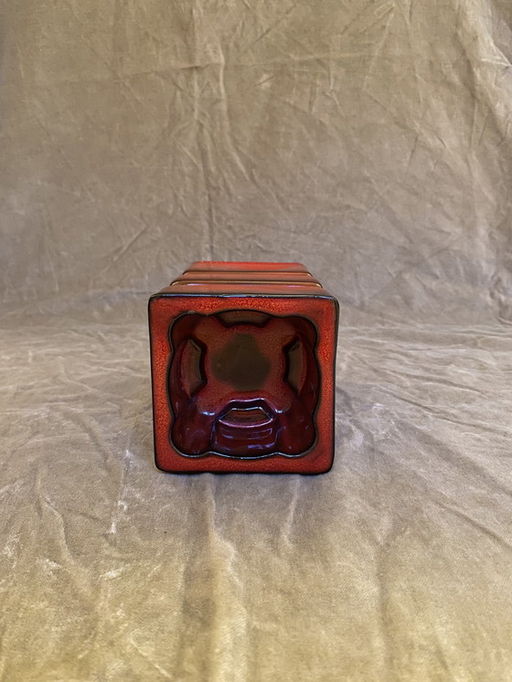 Image 1 of Vintage Pop Art vase by Cari Zalloni in orange/red 