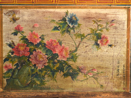 Baule cinese antico con pannello dipinto in olmo – Cina, circa 1900 – Cassettiere (photo 11 of 40)