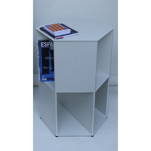 Hexagon Van Nendo - Design Table d'appoint / Meuble ouvert / Guéridon, 72 cm Gris-blanc