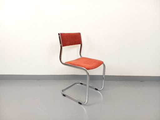Chaise luge vintage en métal chromé et tissu des années 70 