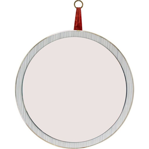 Miroir rond vintage en formica 1950