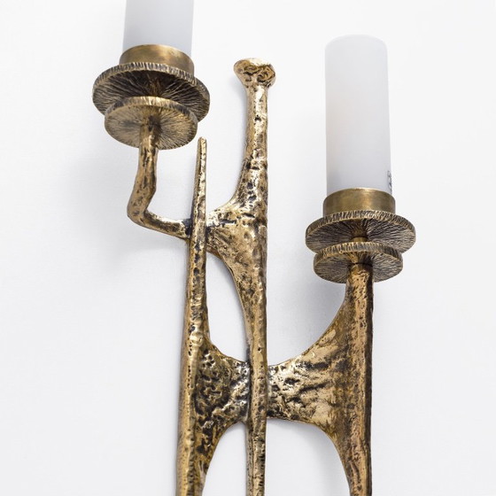 Paar brutalistische Bronze-Wandleuchten und Murano-Glas-Sconces von Felix Agostini (photo 5 of 8)