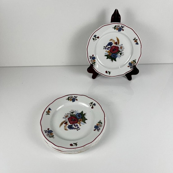 Set de 4 Assiettes à Dessert "Agreste", Sarreguemines, Fin XXe, Pyroblan – Vaisselle, Porcelain (photo 2 of 8)