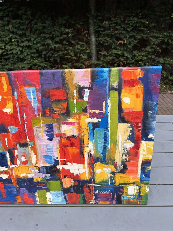 Image 1 of Modern abstract Skyline painting