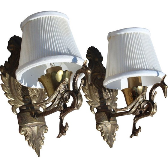 Image 1 of Pair wall lamp of vintage in bronze 1950