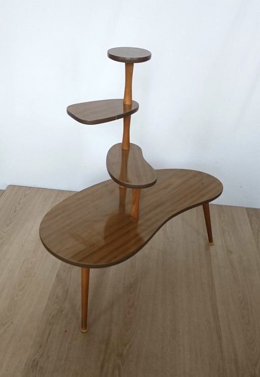 Fifties Plant Table With Wood Motif