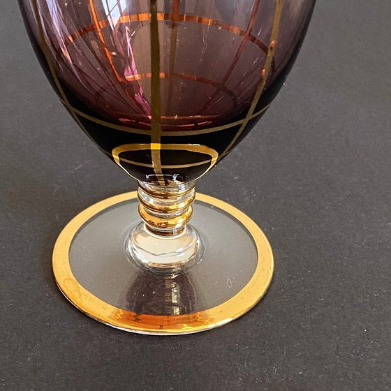 Image 1 of 6 bicchieri a stelo con doratura