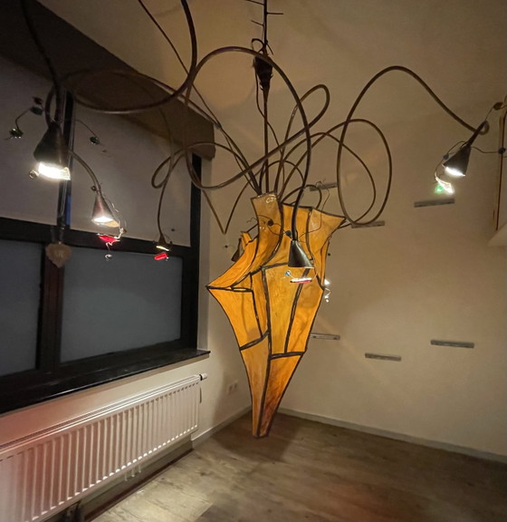 Grande lampada a sospensione scultorea d'arte da ritirare – Lampade a sospensione, Rame, Plastica (photo 9 of 10)