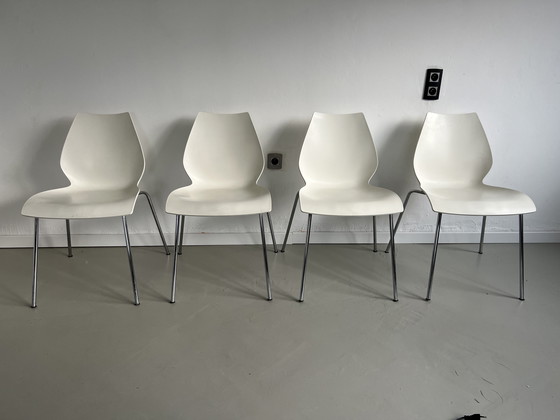 Image 1 of Maui Chairs Set Of 4 White Kartell Vico Magistretti