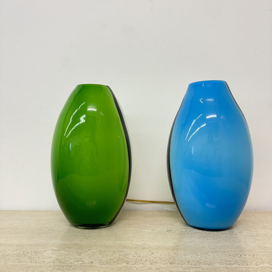 Image 1 of Lot de 2 lampes de table en verre Eglo, 1990S