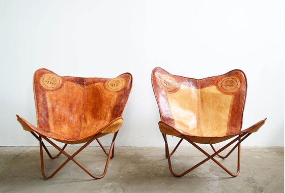 Set di Butterfly Chairs Vintage in Pelle – Poltrone (photo 5 of 8)