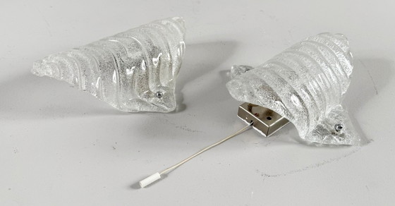 Image 1 of Mid-century frosted glass wall lamps/wall lights, Murano, Germany, 1970s