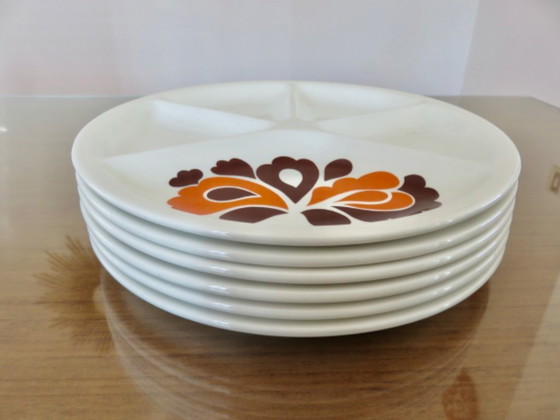 Image 1 of Le Creuset, France, set of 6 compartmentalized plates, 1970, vintage