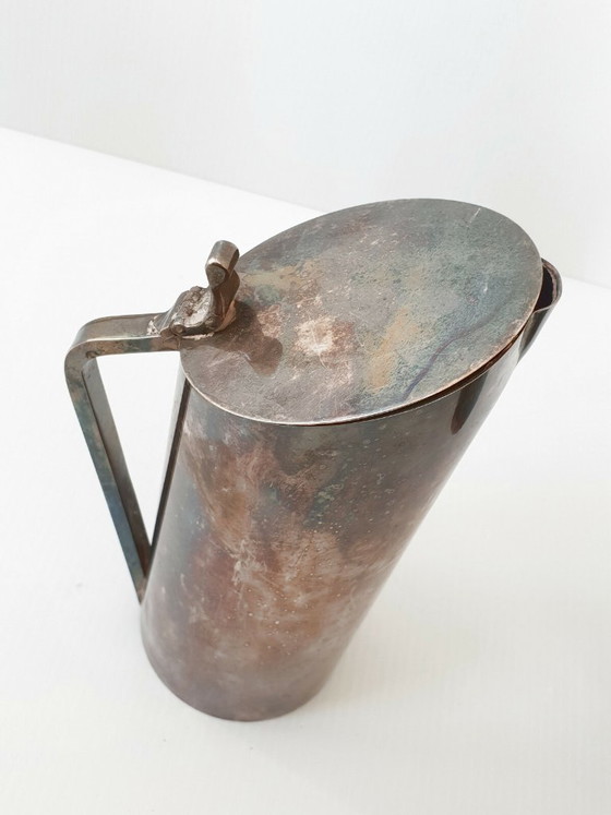 Image 1 of SET OF 3 VINTAGE 1970S SILVER-PLATED METAL PITCHERS, 70S DESIGN, FRANCE