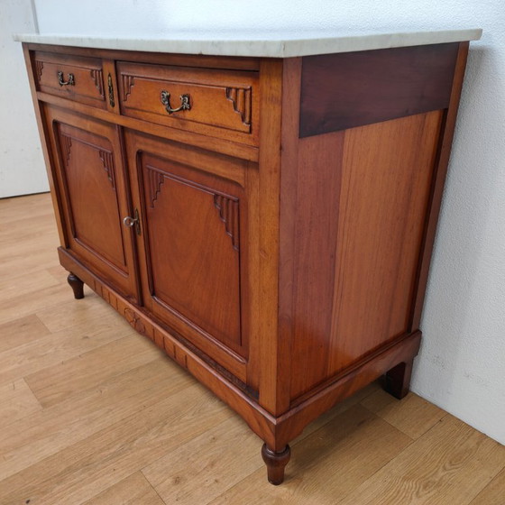 Image 1 of Vintage antique dresser, sideboard, chest of drawers, bathroom vanity with marble top