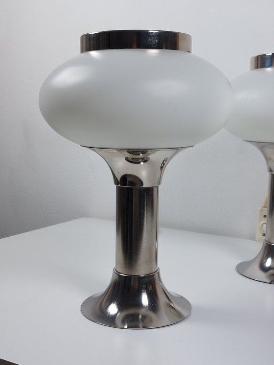 Image 1 of Vintage tafellampen DDR Space Age chromen bedlampjes