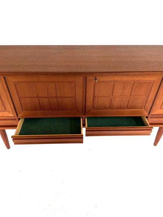 Image 1 of Vintage graphic teak sideboard, Nordas Stool ‘60