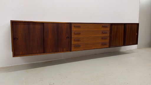 Wall Mounted Rosewood Sideboard By Kai Kristiansen For Feldballes, 1960s