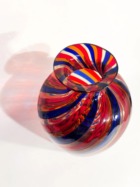 1970s Multicolored Cane Murano Glass Vase (photo 6 of 13)