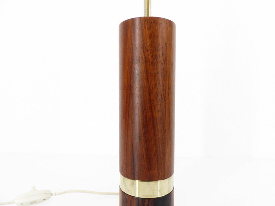 Image 1 of Scandinavian lamp base in exotic wood and brass, circa 1970