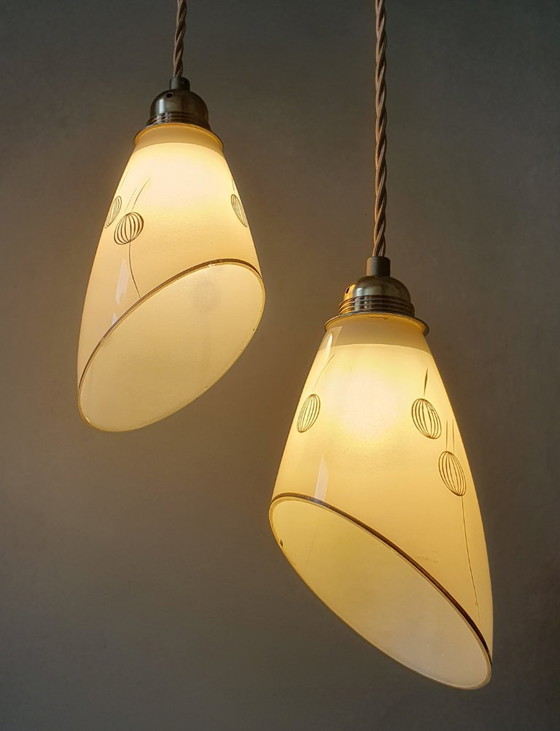 Set Vintage Hanglampen Met Decoratie. Beige / Zacht Geel – Metal (photo 20 of 27)