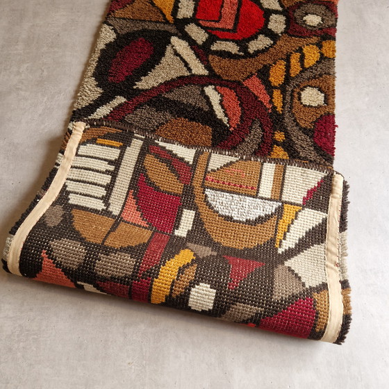 Image 1 of 70's vintage wool wall hanging spaceage smyrna art rug