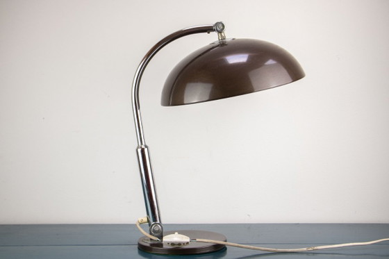 Hala Desk lamp model 144 by H. Busquet, brown metallic – Chrome (photo 9 of 10)