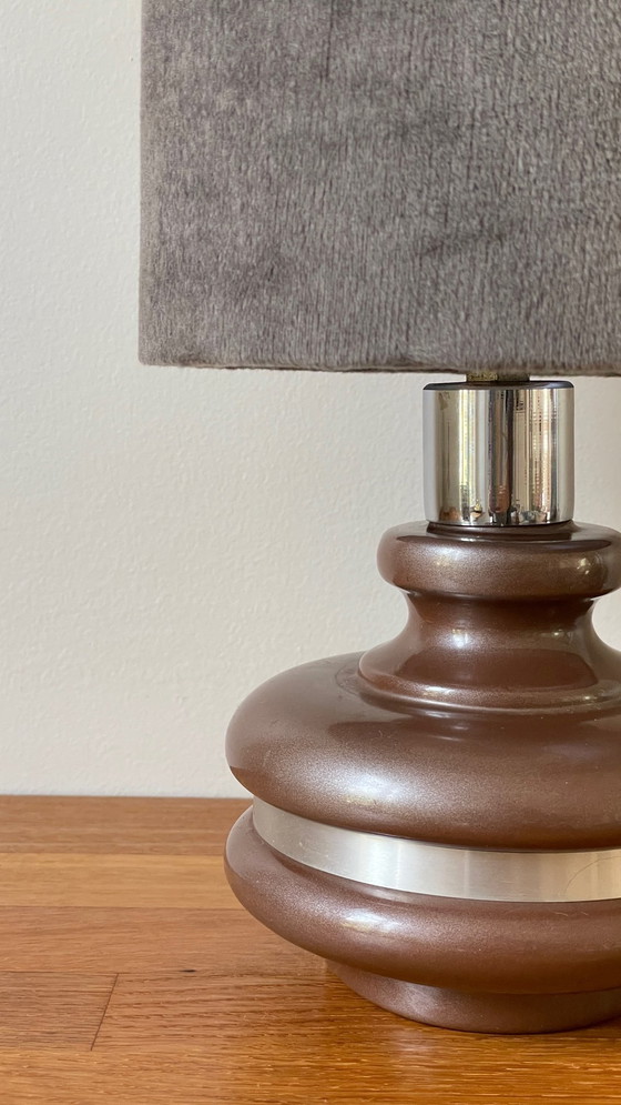 Image 1 of Lampada in ceramica con bordo in alluminio, Francia anni &#39;70