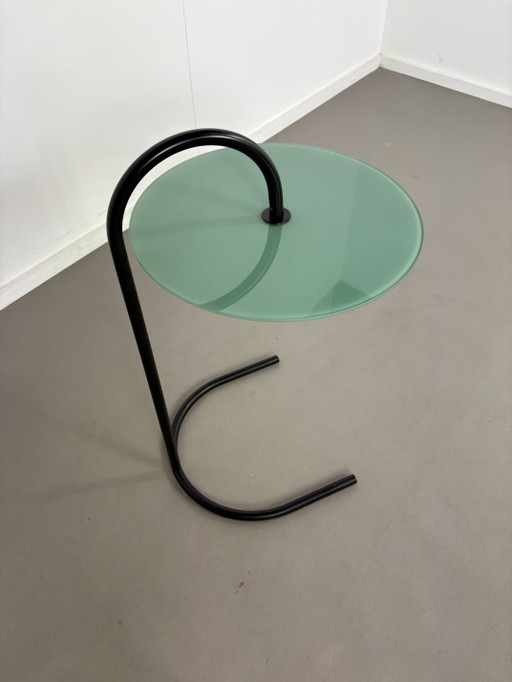 Rare IKEA Ry side table, black frame, net, green glass top, Tord Björklund, 1980s – bijzettafels, Metal