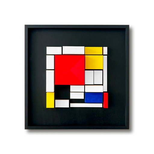 Anklänge an Mondrian – wanddecoratie, Wood, Plastic