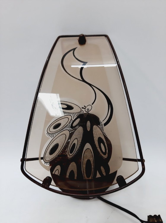 Image 1 of  Vintage wall light sconce with ornate glass shade