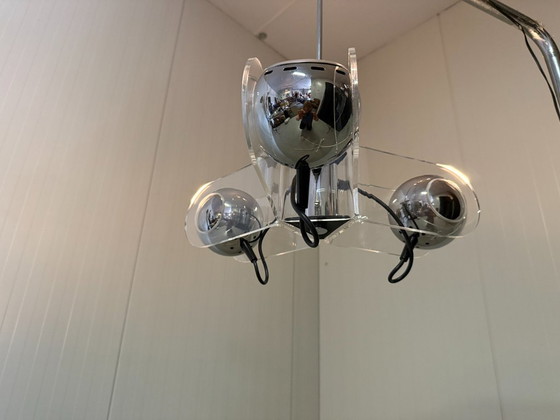 Image 1 of Lampada a sospensione in plexiglass stile Gino Sarfatti, anni '70