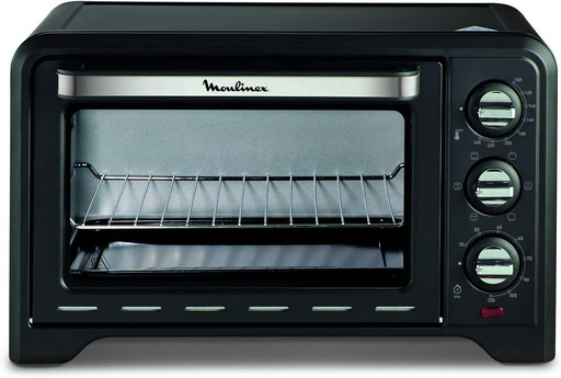 Moulinex Four électrique posable 19 L, Compact, chaleur tournante, 6 modes de cuisson, Thermostat réglable jusqu’à 240°C, Minute