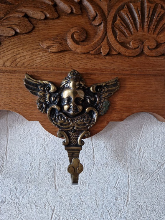 Image 1 of Porte-manteau mural vintage en bois, style français